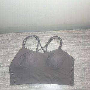 Lululemon Gray Like A Cloud Ribbed Long Line Sports Bra 14 B/C